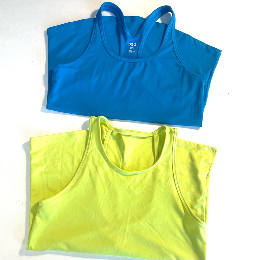 Bundle: DSG Blue and Neon Yellow Racerback Workout Tanks XS - Picture 3 of 11